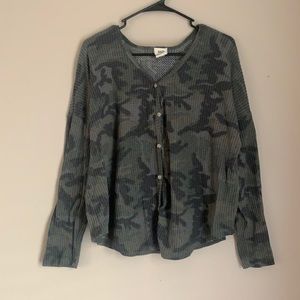 BKE camo waffle knit long sleeve